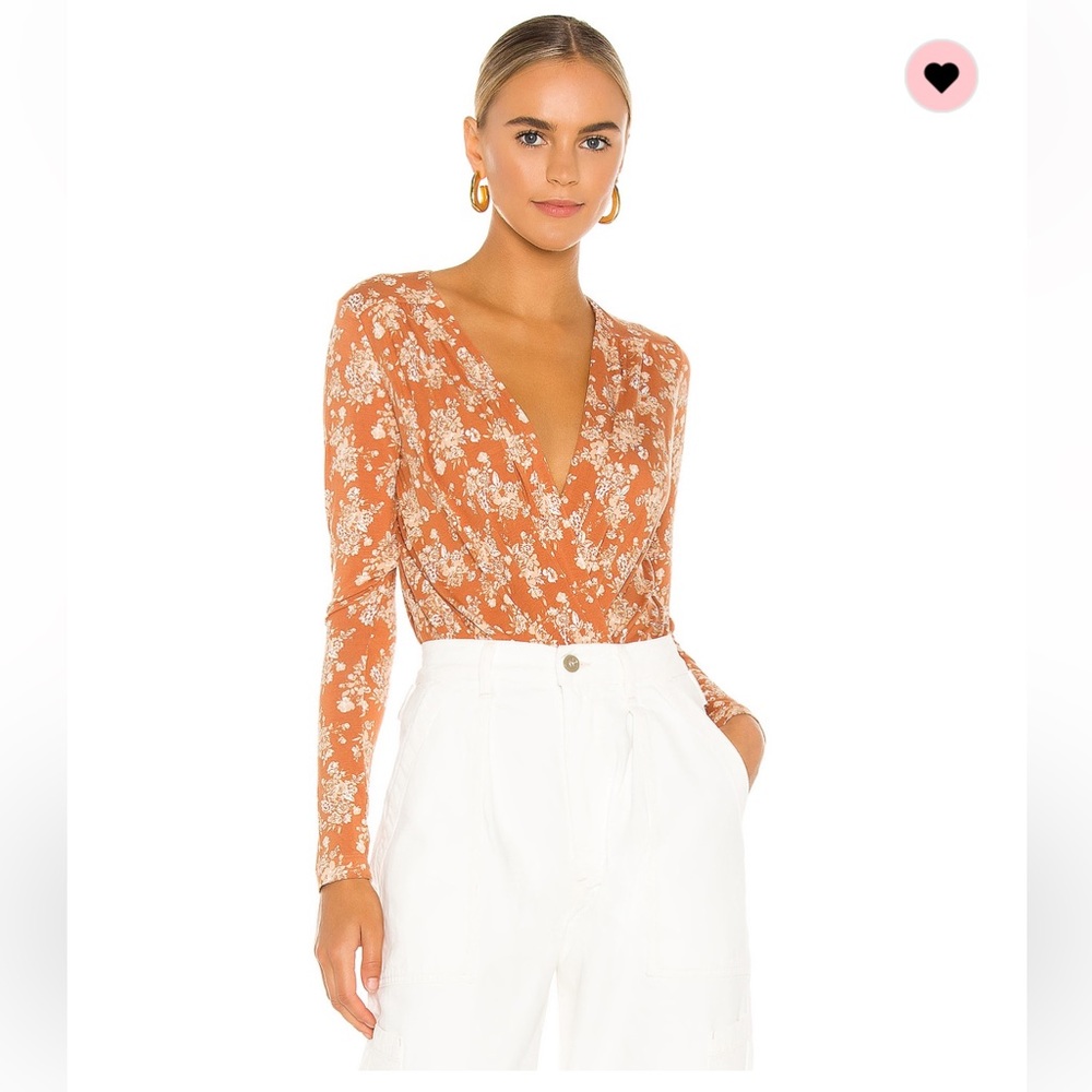 Free People Printed Turnt Bodysuit, Medium